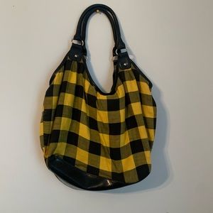 Yellow Plaid Slouchy Shoulder Bag